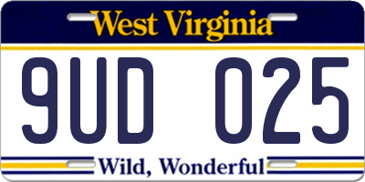 WV license plate 9UD025