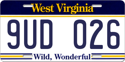 WV license plate 9UD026