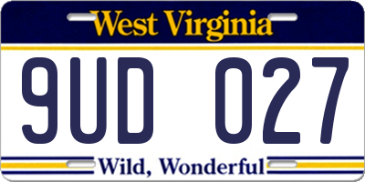 WV license plate 9UD027