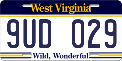 WV license plate 9UD029