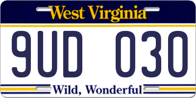 WV license plate 9UD030