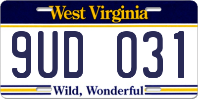 WV license plate 9UD031