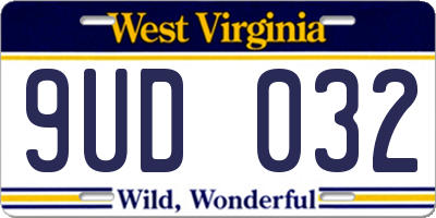 WV license plate 9UD032