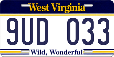WV license plate 9UD033