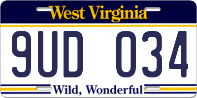 WV license plate 9UD034