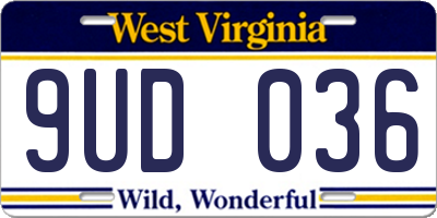 WV license plate 9UD036