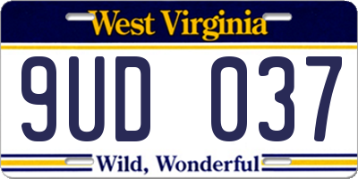 WV license plate 9UD037