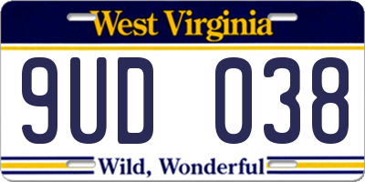 WV license plate 9UD038