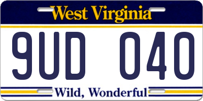 WV license plate 9UD040