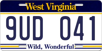 WV license plate 9UD041
