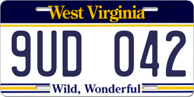 WV license plate 9UD042