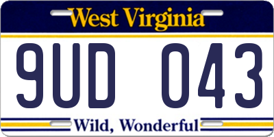 WV license plate 9UD043