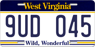 WV license plate 9UD045