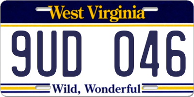 WV license plate 9UD046