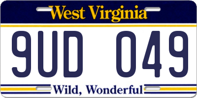 WV license plate 9UD049