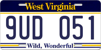 WV license plate 9UD051
