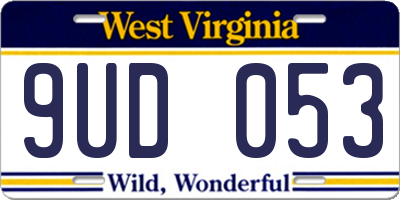 WV license plate 9UD053