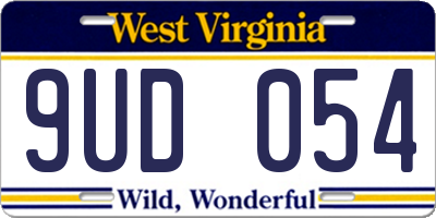 WV license plate 9UD054