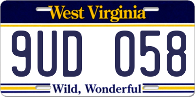 WV license plate 9UD058