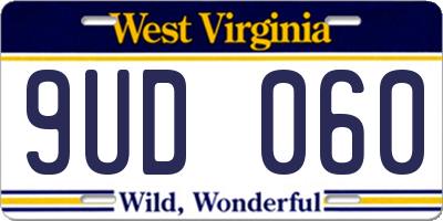 WV license plate 9UD060