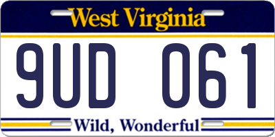 WV license plate 9UD061