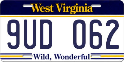 WV license plate 9UD062