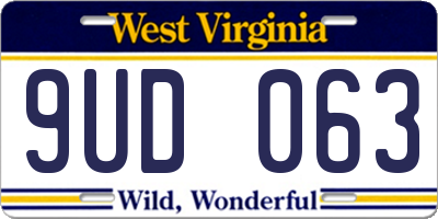 WV license plate 9UD063