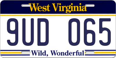 WV license plate 9UD065