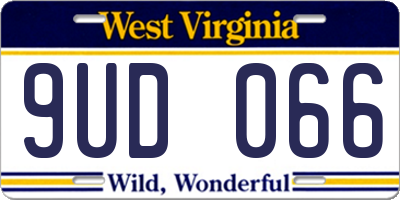 WV license plate 9UD066