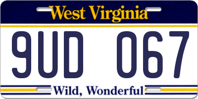 WV license plate 9UD067