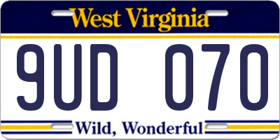 WV license plate 9UD070