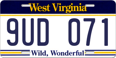 WV license plate 9UD071