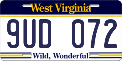 WV license plate 9UD072