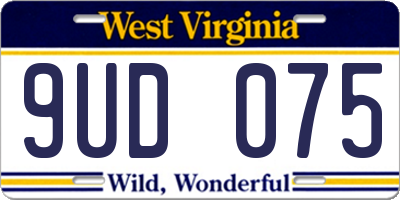 WV license plate 9UD075