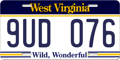 WV license plate 9UD076