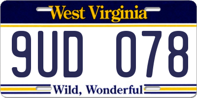 WV license plate 9UD078