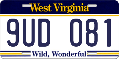 WV license plate 9UD081