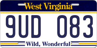 WV license plate 9UD083