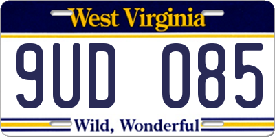 WV license plate 9UD085