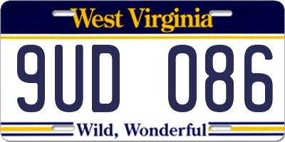 WV license plate 9UD086