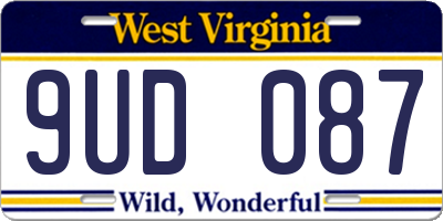 WV license plate 9UD087