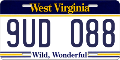 WV license plate 9UD088