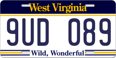 WV license plate 9UD089