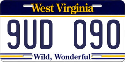 WV license plate 9UD090