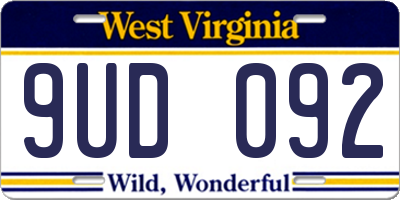 WV license plate 9UD092