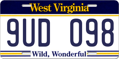 WV license plate 9UD098