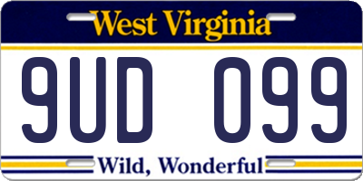 WV license plate 9UD099
