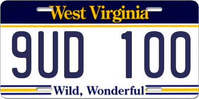 WV license plate 9UD100