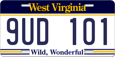 WV license plate 9UD101