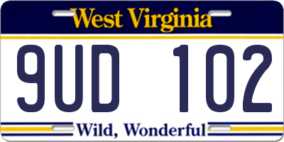 WV license plate 9UD102